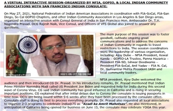 Mentioned of Virtual Consular Camp in the June 2021 Newsletter of National Federation of Indian-American Associations (NFIA)
